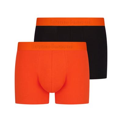 Boxershorts BRUNO BANANI "FLOWING", Herren, Gr. M, karotte, schwarz, Obermaterial: 93% Baumwolle, 7% Elasthan, unifarben mit Farbeinsatz, körpernah, Unterhosen, mit kontrastfarbenem Bündchen Image