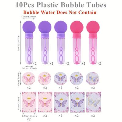 TEMU 10pcs, Bubble Tube(without Bubble Water), Plastic Theme Bubble Tube Bubble Wand Set, Multi Item Party Favor Packs, Theme Baby Shower & Birthday Party Bubble Wands Image