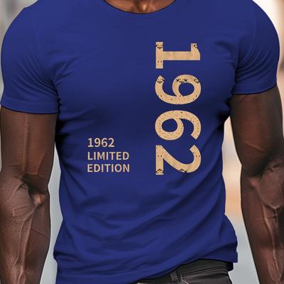 TEMU 1962 Print, Men's Short Sleeve Crew Neck T-shirt, A Relaxed And Lightweight Top Summer. Image