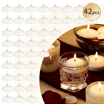 TEMU 42 Floating Candles, Fragrance-free, Non-dripping Wax, Suitable As Centerpieces - Ideal For Weddings, Valentine's Day Parties, Pool Parties, Spa And Bathtub Decorations, Easter Use Image