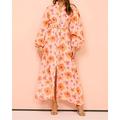 Femmes Robe Longue Maxi Robe Robes en coton et lin Robe Décontractée Mode Extérieur Soirée Fête Coupe régulière Fleur Manche Courte Col montant Rose Claire Été