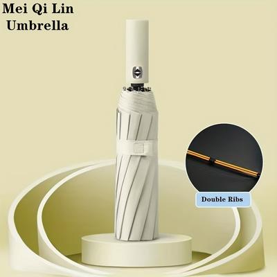 TEMU [durable Umbrella]24-rib Large Reinforced Automatic Umbrella - Portable And Compact, Double Design, Windproof And Waterproof, Folding Umbrella, Suitable For Sunny And , Unisex, Day Gift Image