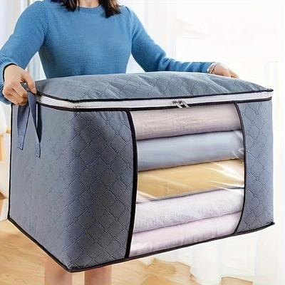 TEMU Extra-large Zippered Storage Bag For Clothes & Quilts - 59x40x35cm, 70x50x30cm - Home Organization And Tidy Spaces Rv Bedding Image