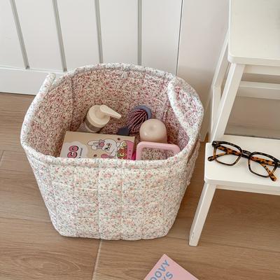 TEMU Floral Storage Basket For Home Use, Fabric Tote Bag For Organizing, Large Capacity Miscellaneous Basket, Flower-patterned Storage Bin, Shelf Baskets Image