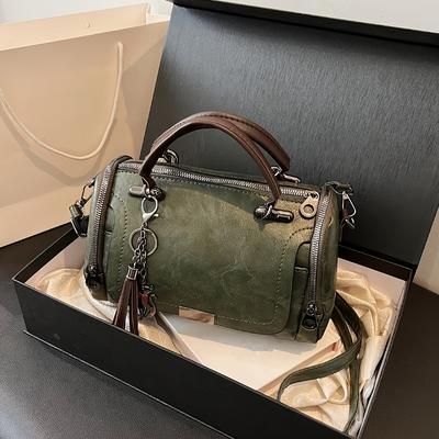 TEMU Vintage Boston Bag, Fashionable Daily Casual Shoulder Bag, Women's Classic Handbag And Wallet Image