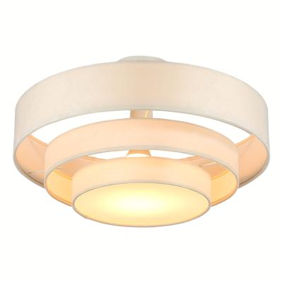 TEMU Fabric Ceiling Light, Three-layer Retractable Lampshade, Drum-shaped Ceiling Lamp Suitable For Bedroom Home Decoration, Dining Room, Kitchen, E27, Without Bulb Image