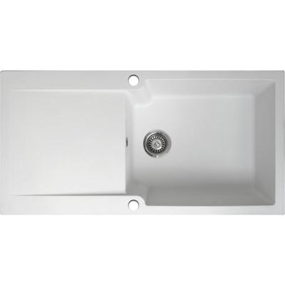 Essebagno - Lisse reversible Spüle 1 großes Becken 1 Abtropfbecken aus weißem Kunstharz Image