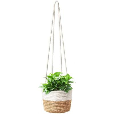 Hängender Blumentopf aus Juteseil, hängender gewebter Korb, Pflanzentöpfe, hängender Pflanzgefäß Image
