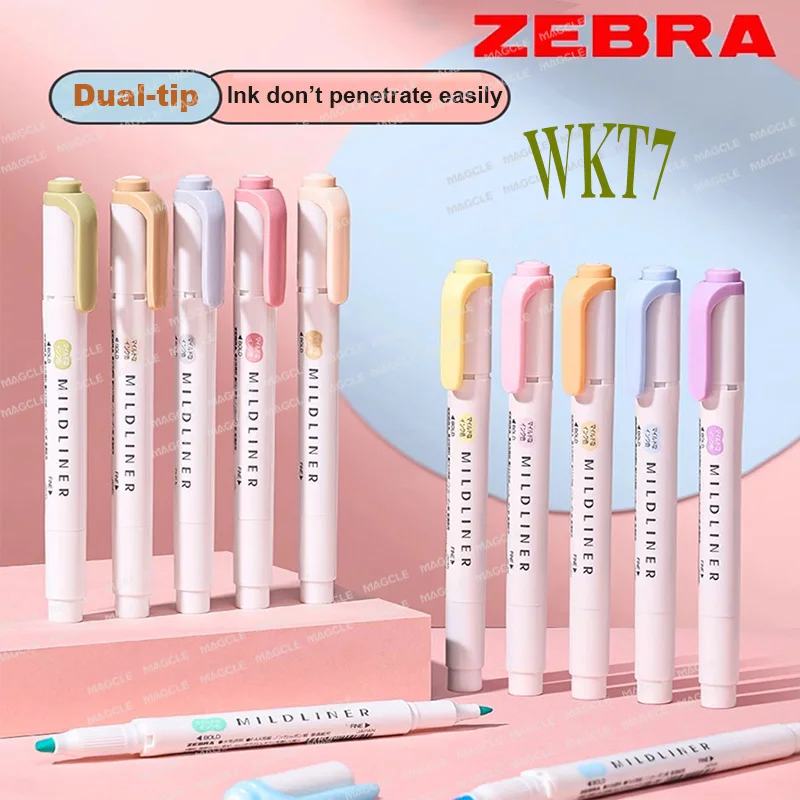 Zebra 1 Stück Textmarker WKT7 MILD LINER Komplette einfarbige Marker Unterstreichflagge Keypoints Original japanisches Briefpapier Image