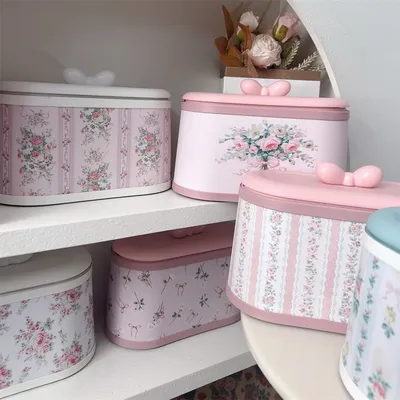 High-Rise Storage Bucket With Lid Home Dressing Table Desktop Storage Bucket Office Desk Press-type Printed Cute Storage Box