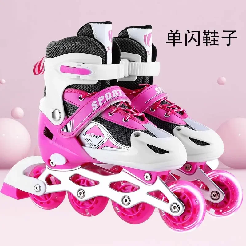 Die Skating-Schuhe für Kinder, Jungen und Mädchen, einzelne Flash-PVC-Skates, Rollschuhe, verstellbar