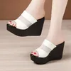 11 cm Kleine Größe 32-43 Bequeme Mesh Leder Hausschuhe Plattform Keile Schuhe 2025 Sommer Damen High