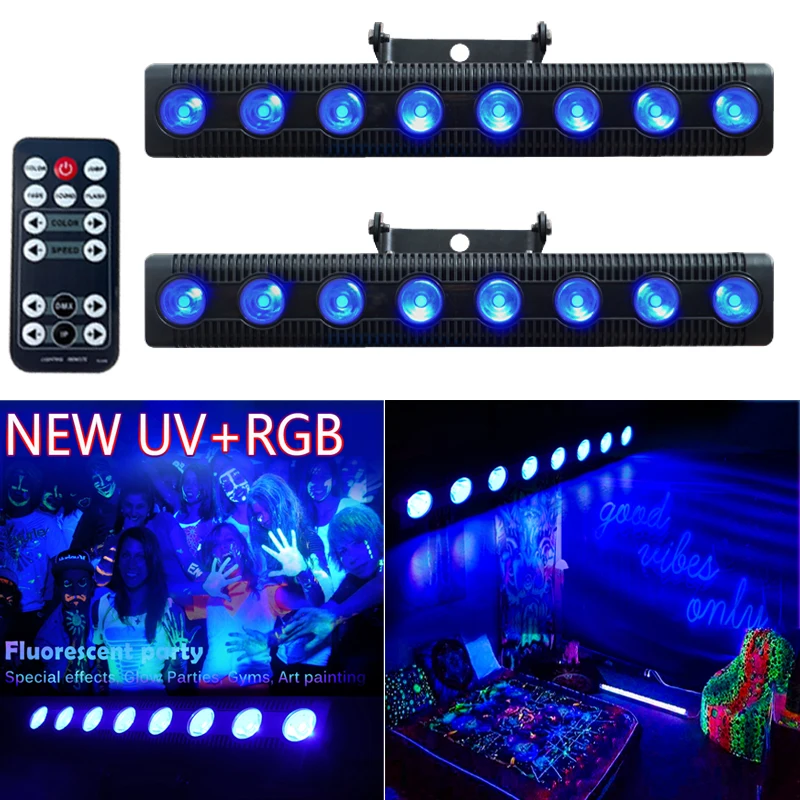 8 led rgbuv 4 in1 dmx wand wasch lampe dj disco party bühne lichteffekt für tanz bar urlaub hochzeit weihnachts halloween dekorieren Image