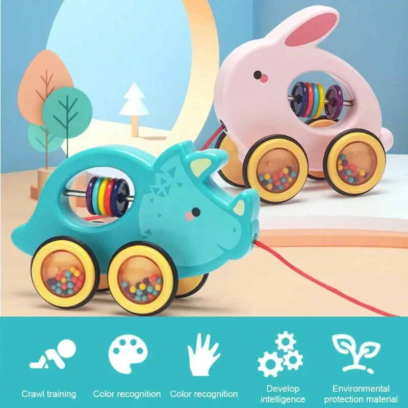 Cartoon Tiere schieben ziehen Spielzeug Baby ziehen Spielzeug gehen Spielzeug mit Schnur Kinder pädagogische ziehen entlang Spielzeug Geschenk für Kleinkinder Kind