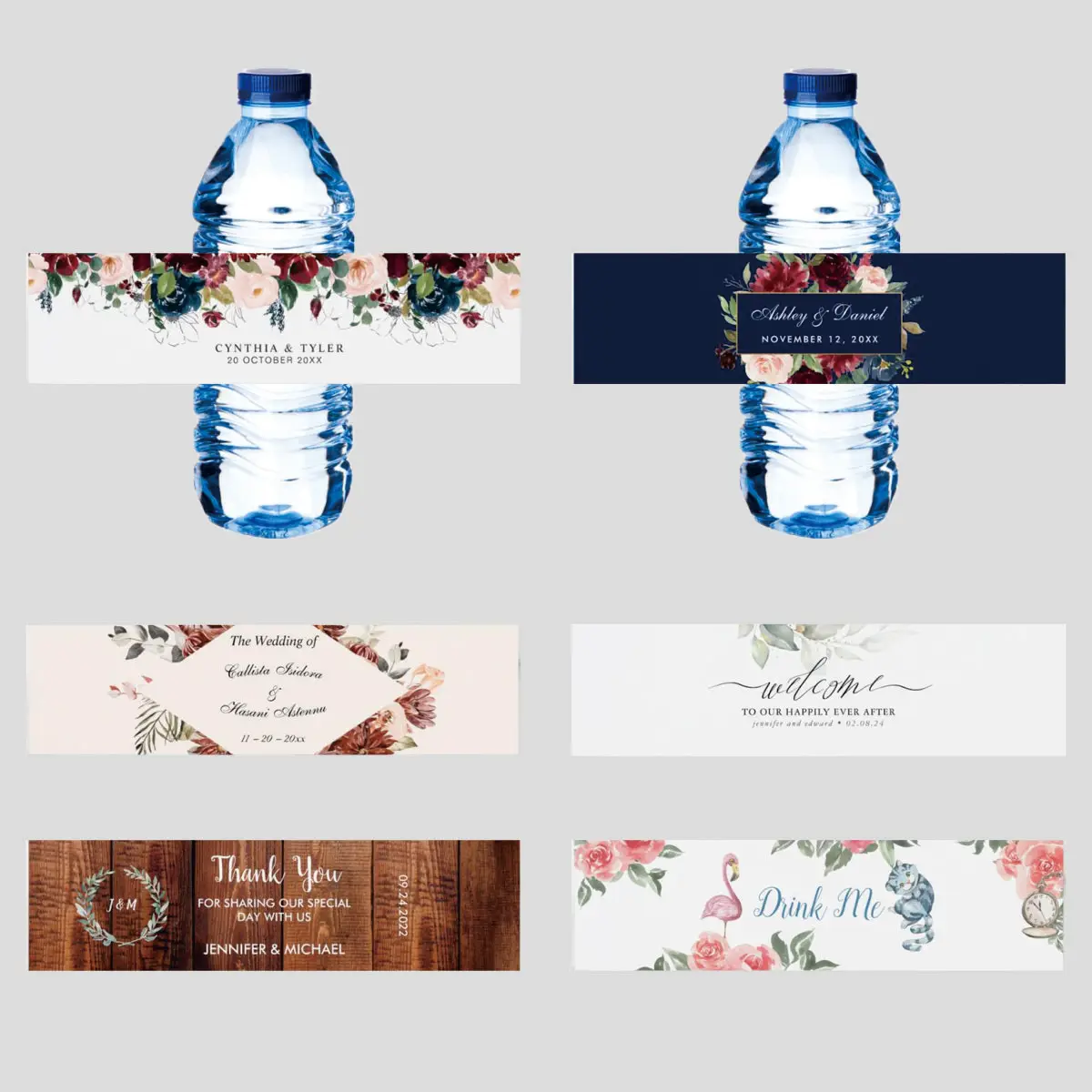 30 Stück individuelle Etiketten für Wasserflaschen, Aufkleber für Hochzeitswasserflaschen für Partygeschenke Image