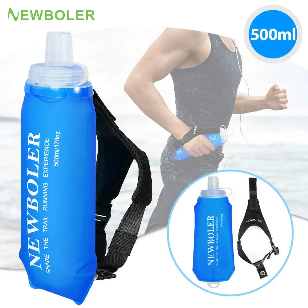 Ultraleichte, faltbare Armband-Wasserflasche, 500 ml, Outdoor-Sport-Wasserbeutel, zum Laufen, feste, rutschfeste, weiche TPU-Wasserflasche Image