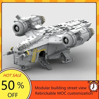 7086PCS Razor Crest geändert Raum Krieg Waffe MOC SpaceShip Schlacht Modell Bausteine DIY Bildung Image
