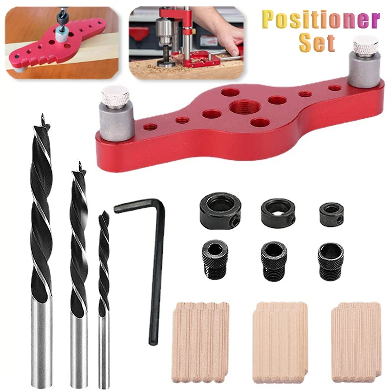 Legierung Vertikale Tasche Loch Jig 6/8/10mm Holzbearbeitung Bohren Locator Holz Dübel Selbst Zentrierung Bohrer Guide kit Locher Image