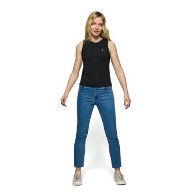 Schlichtes ärmelloses T-Shirt schwarz mit Rundkragen und Rigby Go Logo-Stickerei Image