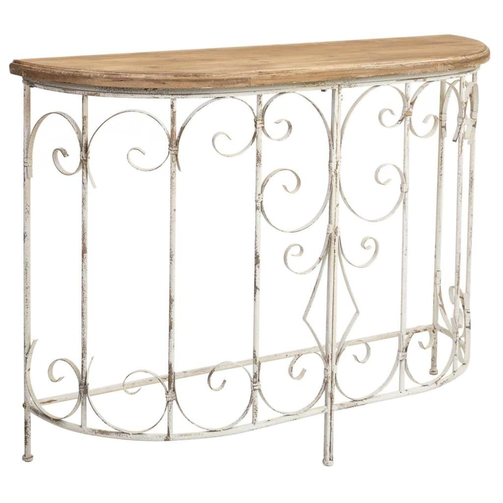 Console en bois et métal finition vieillie 109x35x81