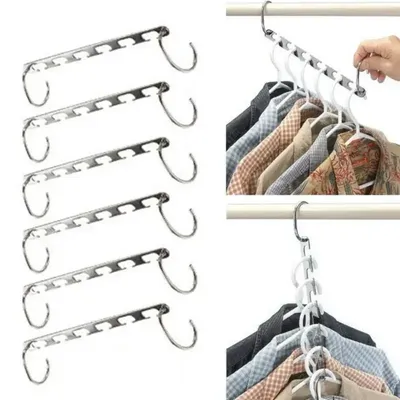 1pc 37cm Multifunctional Space Saving Metal Hangers with Magic Hook 6 Hole Clothing Wardrobe