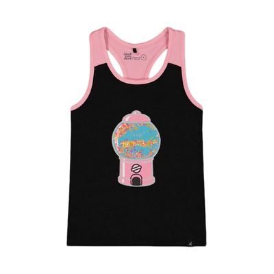 Deux par Deux Girls' Organic Cotton Racerback Tank Top - Little Kid - Black and Candy Machine