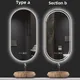 Specchio ovale intelligente Specchio da bagno antiappannante con luce Specchio cosmetico a LED Appeso a parete Specchio completo per il corpo Specchio per doccia Spiegel