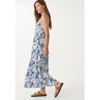 Stradivarius Printed open-back midi dress Royal blue M