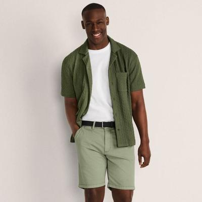 Belted Textured Chino Shorts, Slim Fit, Men, size: 30, regular, Green, Cotton/Lyocell/Cotton-blend, by Lands' End