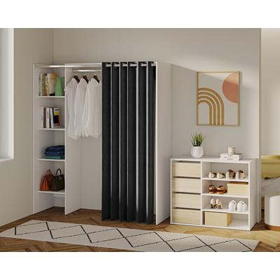 TemaHome »Tom 1« Kleiderschrank mit Vorhang Weiß Dunkelgrau – erhältlich in Größe 160x182 cm Image