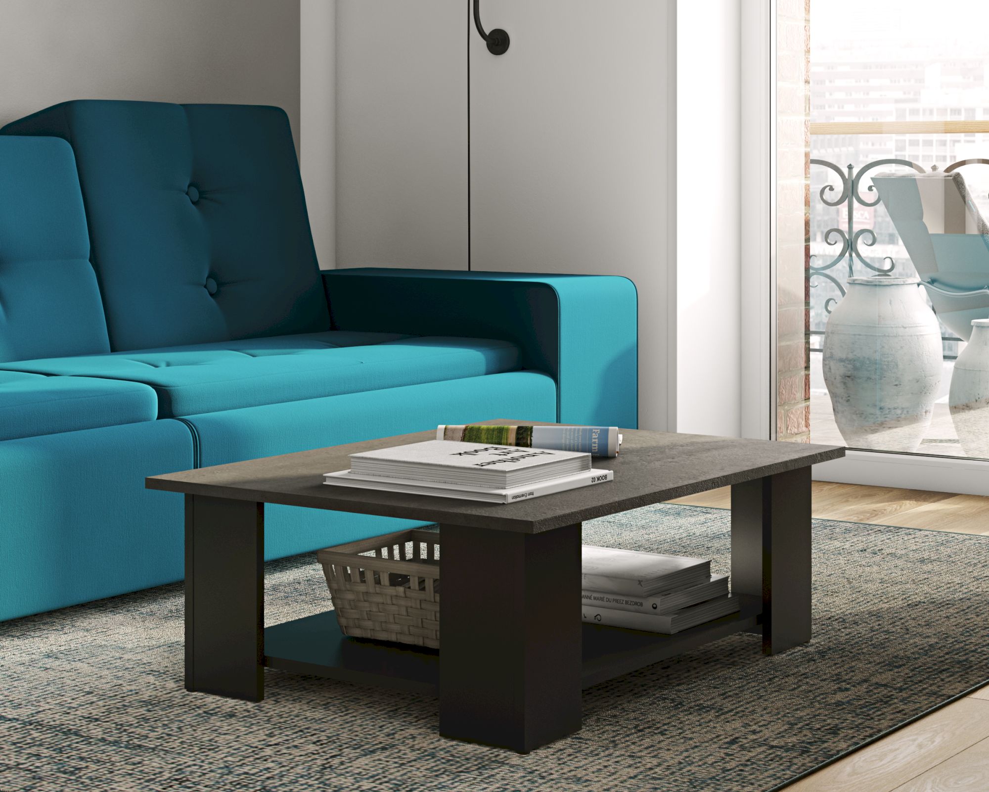 TemaHome »Square« Kaffeetisch Schwarz mit Concrete