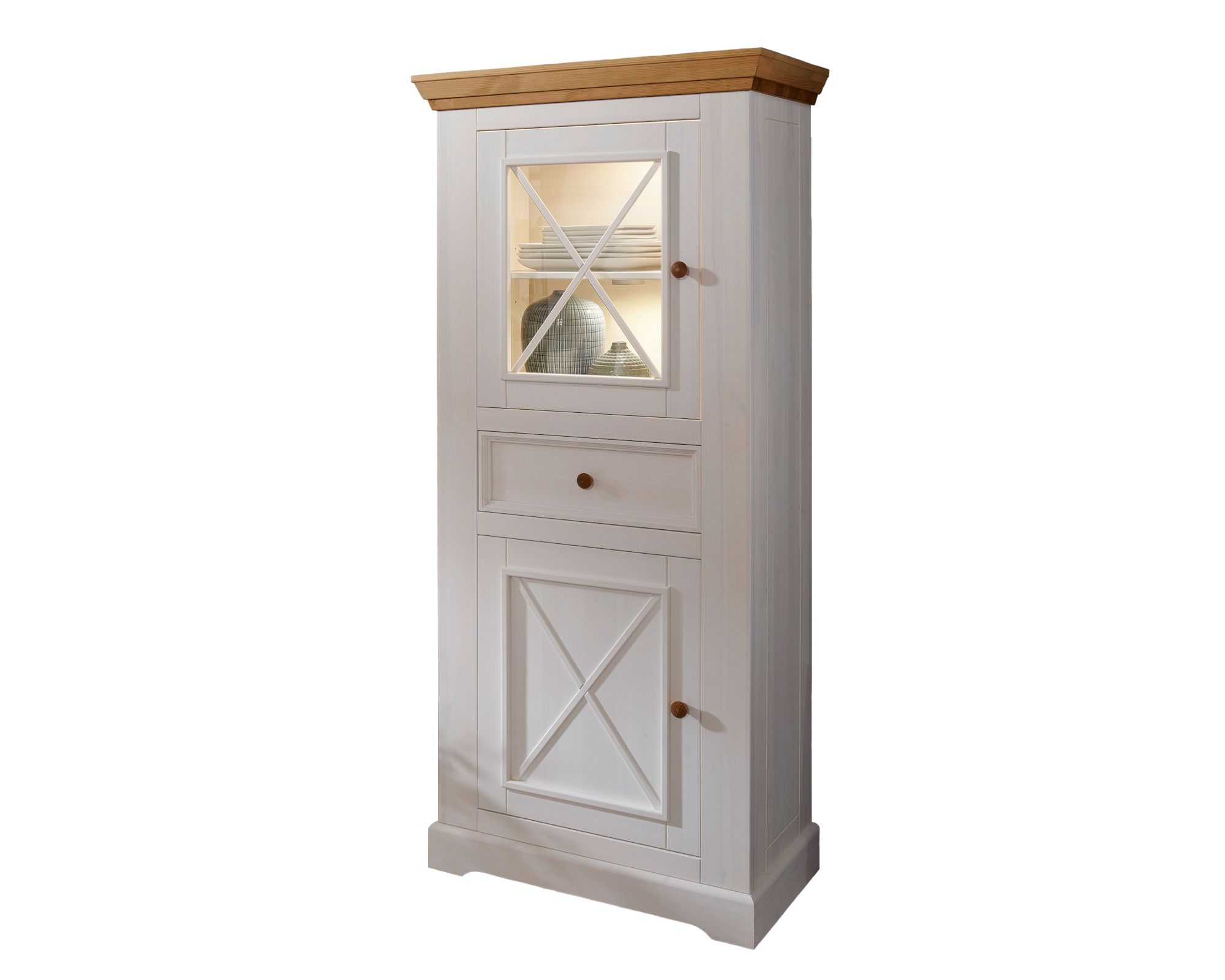 3S Frankenmöbel »Country« Massivholz Vitrine lll weiss