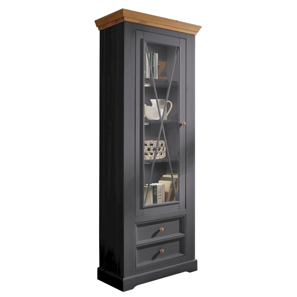 3S Frankenmöbel »Country« Massivholz Vitrine l grau