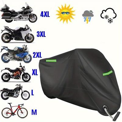 TEMU Motorcycle Rain Cover, Black Spray Brush 190t Reflective Electric Car Cover 4 Universal Durable Quality Outdoor Sunscreen Scooter Shelter Tear Resistance, 4 Universal Image