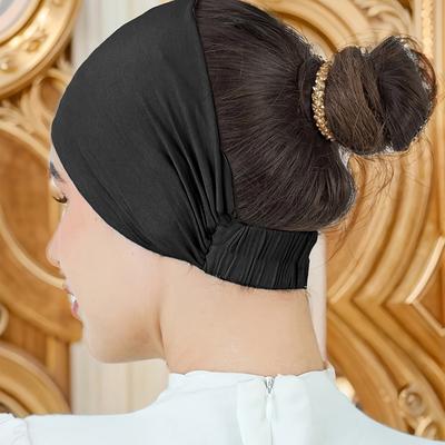 TEMU 1/2/4pcs Women Adjustable Elastic Headscarves, Elegant Sporty Base Cap, Non-slip, Breathable Polyester, Solid Colors (, Turquoise, Gray, White, Beige, , Black), Hand Wash Only, Casual Outdoor Use Image
