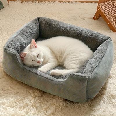 TEMU Plush Pet Sofa Bed With Cushion, Foldable Indoor Nest For Kittens And Small Dogs, Comfortably Designed For All Image