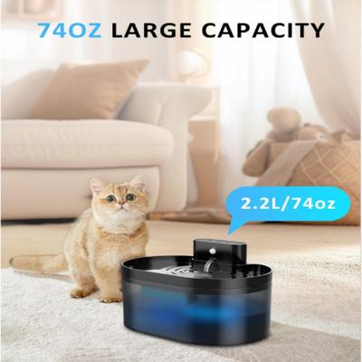TEMU Wireless Cat Fountain: 2.2 L Drinking Fountain For Cats With Motion Sensor 4200 Mah Battery Capacity Pump With Led High-quality Filtration Image