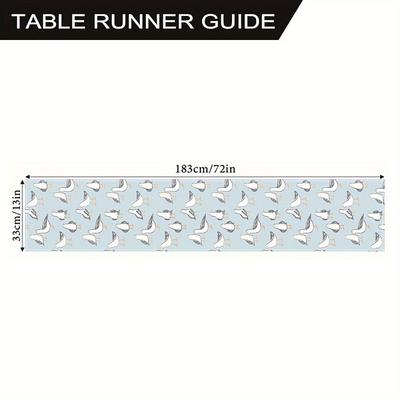 TEMU 1pc Ocean Breeze Table Runner - & Sunset Design, Light Blue Polyester Fabric, Summer Parties & Dining Decor, Party Table Decor | Design | Table Cover, Table Decorations Image