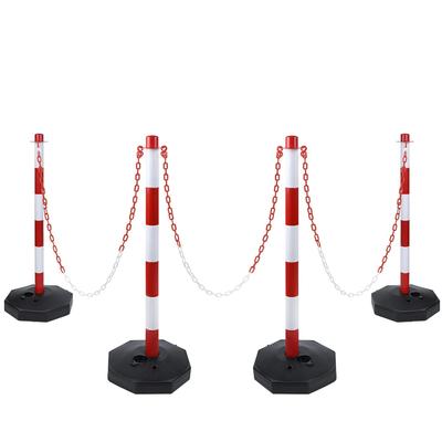 TEMU Reflective Barrier Posts With 140cm Chain - Pe Plastic, Water-fillable Base Lots, Driveways, Events Image