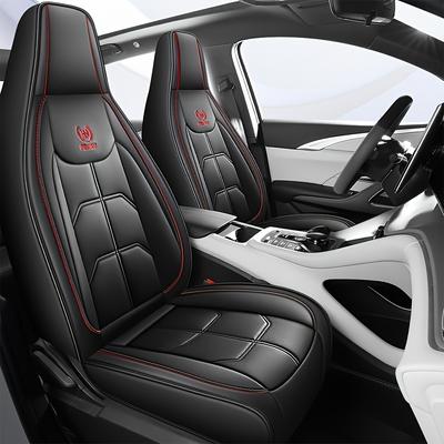 TEMU Conjoined Luxury Pu Leather Car Seat Covers, Full Wrap Design, Comfortable And Durable, , Use, Foam-filled, Non- Fabric, Suitable For Car Models Image