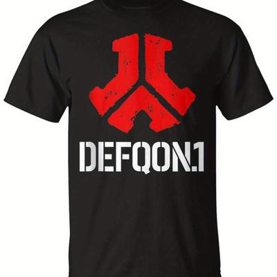 TEMU Defqon1 Hardstyle Tekno Menu2019s T-shirt - Black With Red Graphic Print, Casual Streetwear, Short Sleeve Crew Neck, Premium Cotton, Casual Attire Or Festival Gift, Retro T Shirt Image