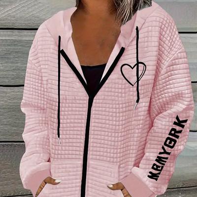 TEMU Zipped Jacket, Casual Long Sleeve Hooded Coat For Spring And Autumn, Women's Image
