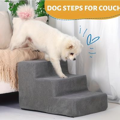 TEMU Petsafenon-slip Dog Stairs For Small To Large Breeds - Soft Sponge Pet Steps For Bed & Sofa Access, Gray - Ideal For To Furniture, , Non-slip Step Image