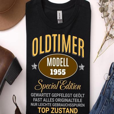 TEMU 70th Birthday Gift T-shirt - Vintage 1955 Retro Design, 100% Cotton Soft Breathable Fabric, Classic Round Neck Short Sleeve Tee, Machine Washable Old Anniversary Shirt For Image
