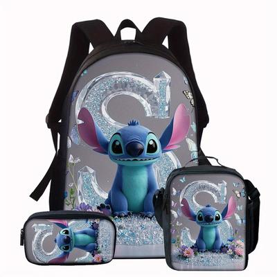 TEMU 3pcs Authorized Stitch Crystal Pattern Backpack Set Backpack Shoulder Bag Clutch Perfect Birthday Holiday Gift A Of Patterns Image