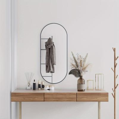 TEMU Hanging Decorative Black Wall Mirror 100x45cm Oval For Home Image
