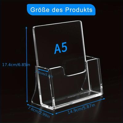 TEMU A4/a5 Acrylic Brochure Stand - 2-pack Transparent Flyer Holder For Menu, Office, Hotel & Restaurant Display - , Space-saving Design - European Retail & Service Image