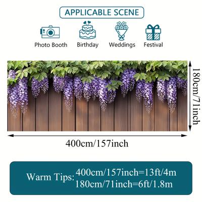 TEMU 2d Door Banner, 1pc 2d Flat Printing Wisteria Scene Garage Door Banner Stunning Nature Design Durable Fabric Ideal For Beach Parties Outdoor Celebrations And Photos Image