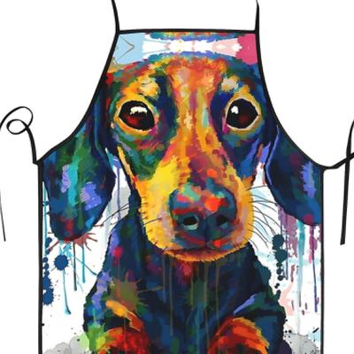 TEMU Dachshund Dog Cartoon Printed Polyester Apron Sleeveless Kitchen Cleaning Apron Image