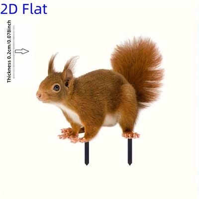 TEMU [2d Flat] Squirrel Garden Stake - Durable Plastic Outdoor Lawn & Yard Decor, , No Batteries Needed, Graduation Season Or Use, Squirrel Gifts Image